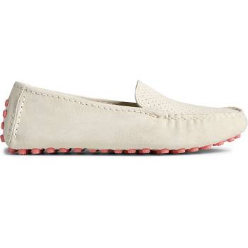 Sperry Port Suede Driver Biele - Damske Oxford Topanky